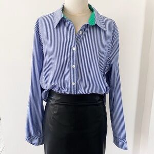 Van Heusen Blue Striped Button Down Shirt, Size XXL